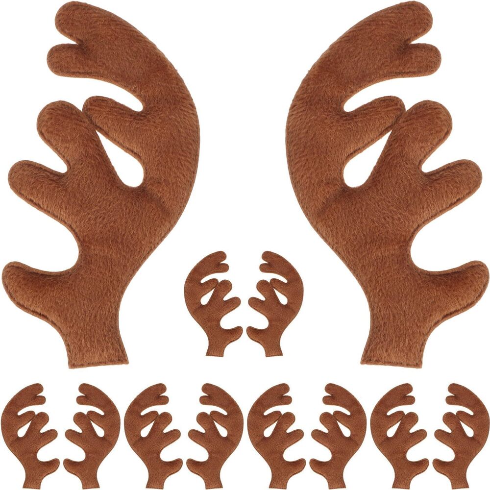 3055 15 Sets Fabric Deer Antlers Hat Decoration, Coffee Cloth Christmas DIY